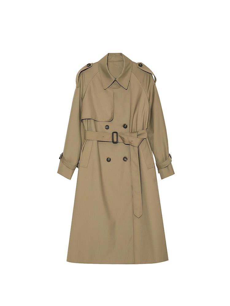 Fanjia Women's Mid-Length Trench Coat 2026 Spring and Autumn New Style High-End British Style Drapey Coat for Petite Figures