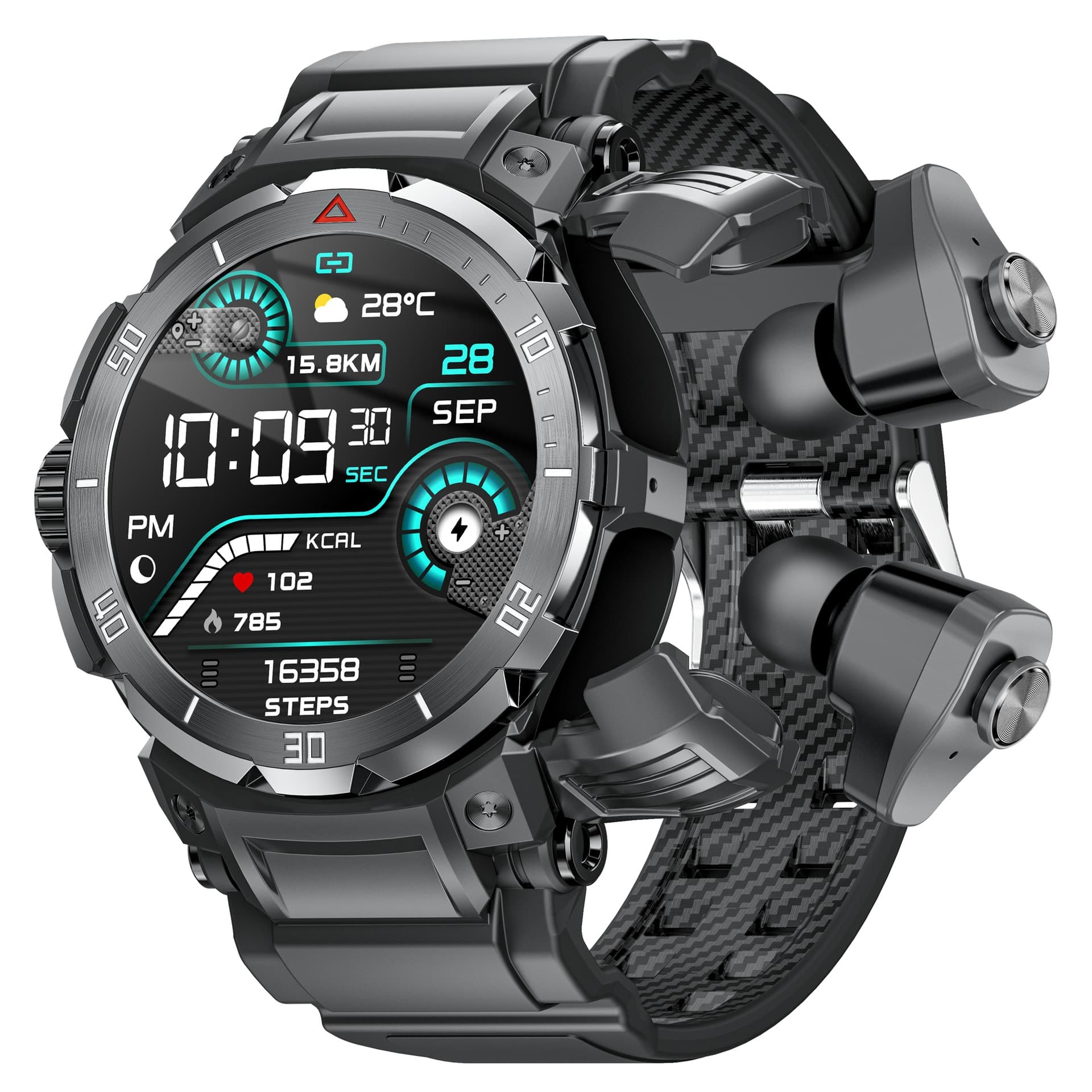 MT100 Pro 2-in-1 Smartwatch Bluetooth Music Health Sports TWS Earphones