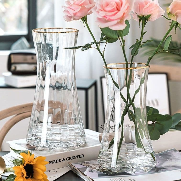 Nordic Light Luxury Glass Vase Simple Triangular Vase High-End Living Room Dining Table Fresh Flower Arrangement Decorative Ornament