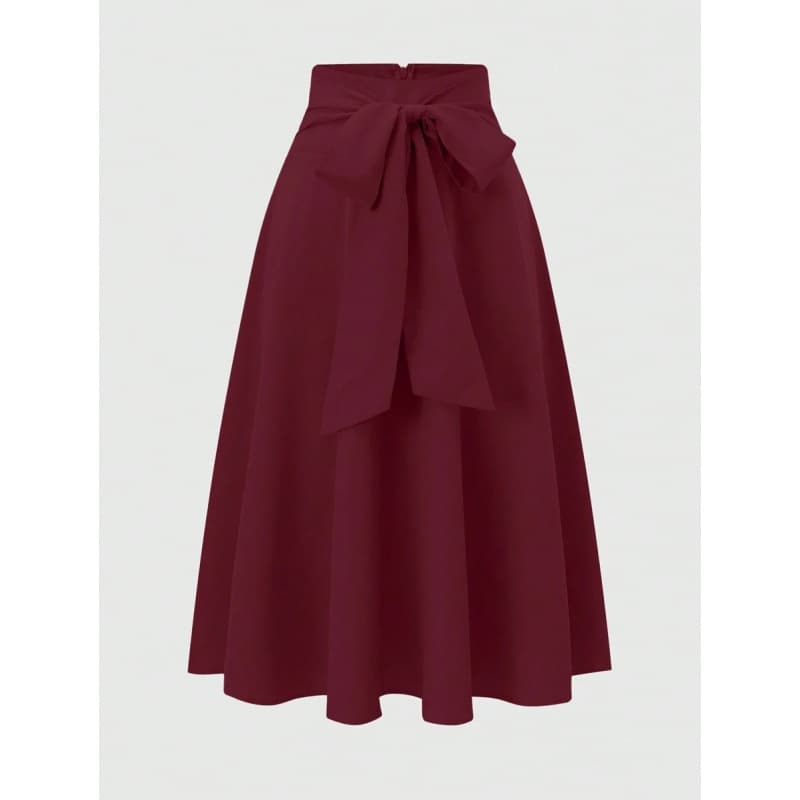 B 36280 Foreign Trade Dropshipping Aliexpress Cross-Border Pure Color Casual Daily Wear Skirt with Belt for Women Casual