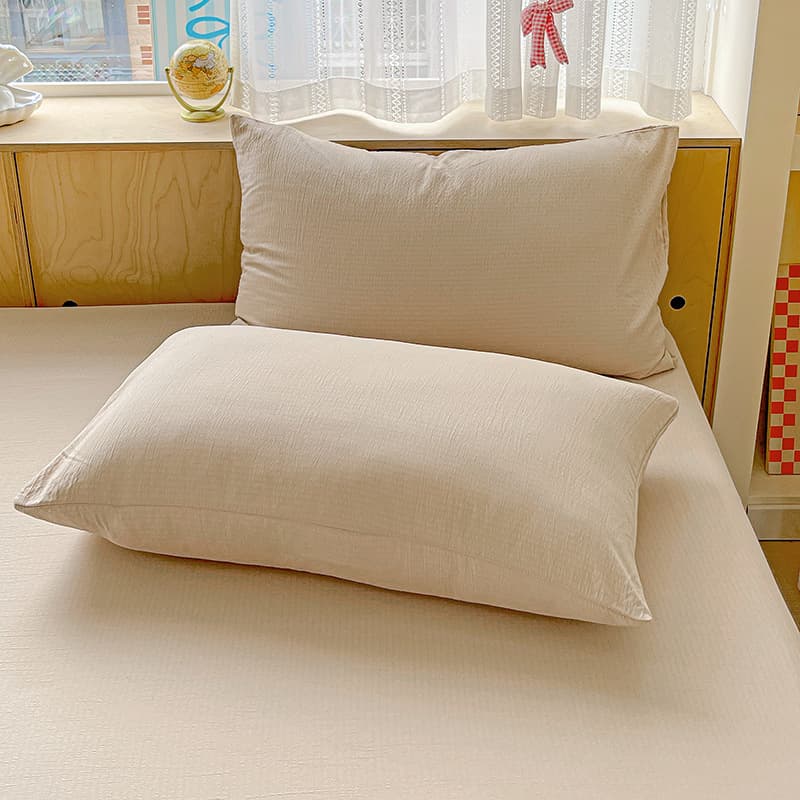 New Double-Layer Gauze Single Pillowcase Cross-Border Wholesale Washed Cotton Solid Color Fresh Pillow Cover Pure Cotton