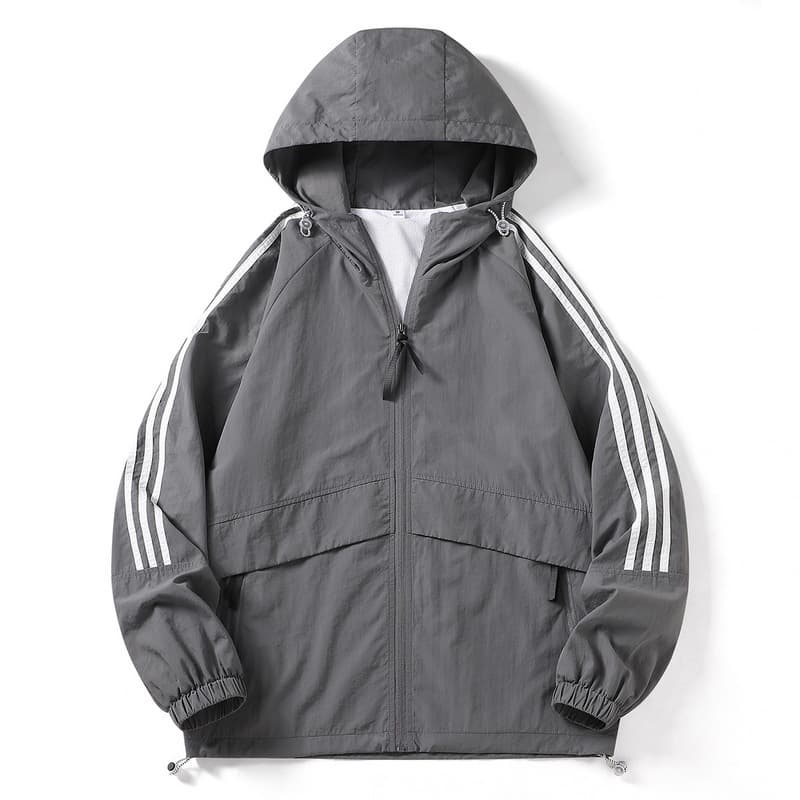 Cross-Border Foreign Trade Jacket Male Student Hooded Three-Stripe Thin Breathable Outdoor Sports Men's Jacket Trend