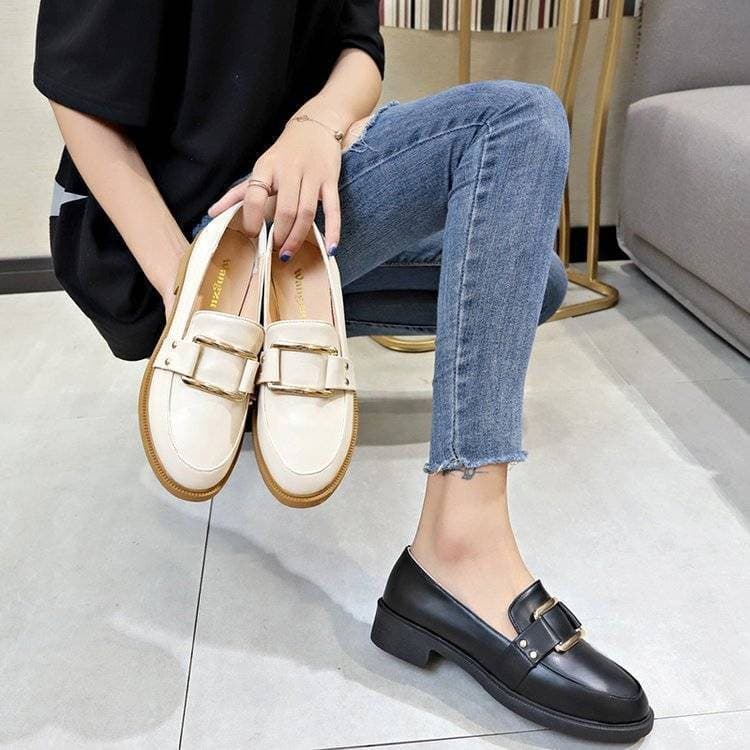 Women's Loafers 2025 Spring Chic Leather Shoes, Slip-on British Style Single Shoes, Mid-Heel Platform Moccasins