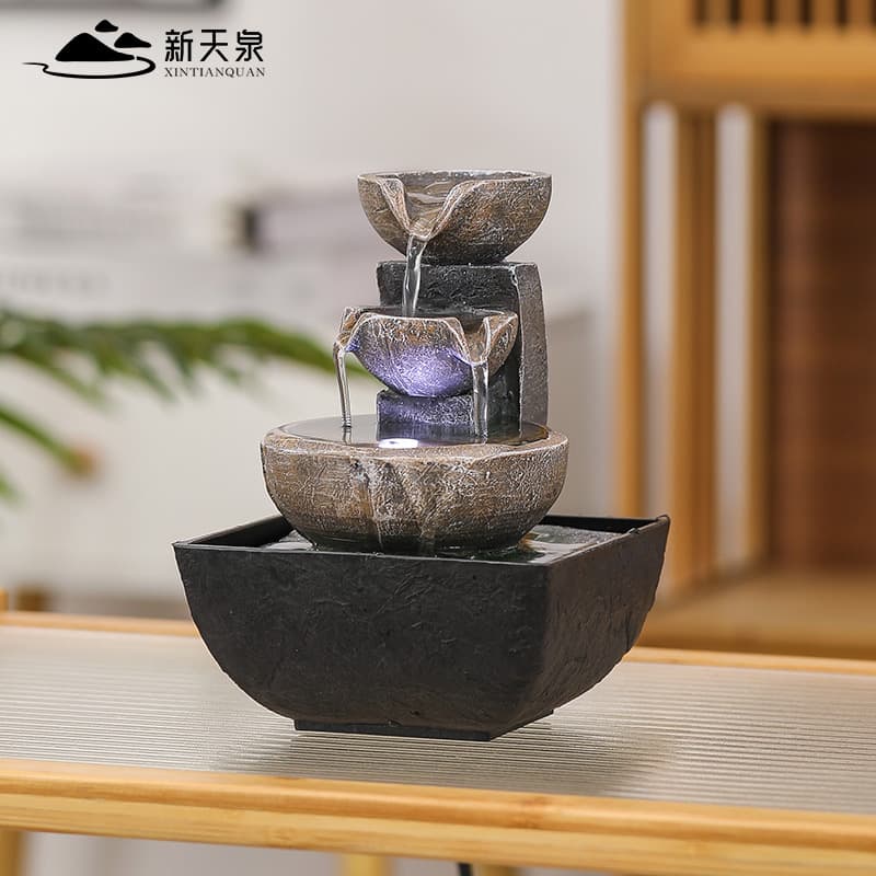 Xintianquan Water Flow Decoration Wealth Landscape Circulating Water Tea Table Office Desk Living Room Home Simple Ornament