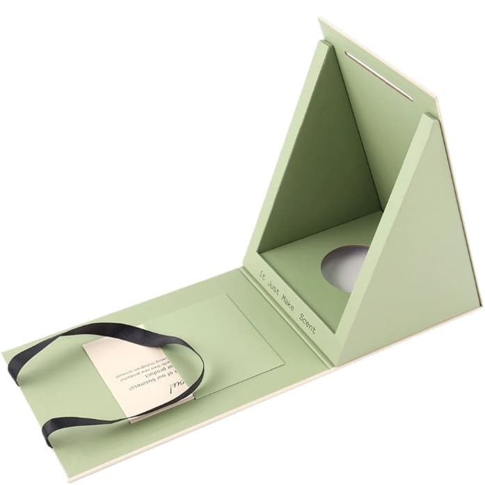 Triangular Box Ribbon Style High Pine Kapok Special Paper Magnetic Gift Box Cosmetic Packaging Korean Export Triangular Box