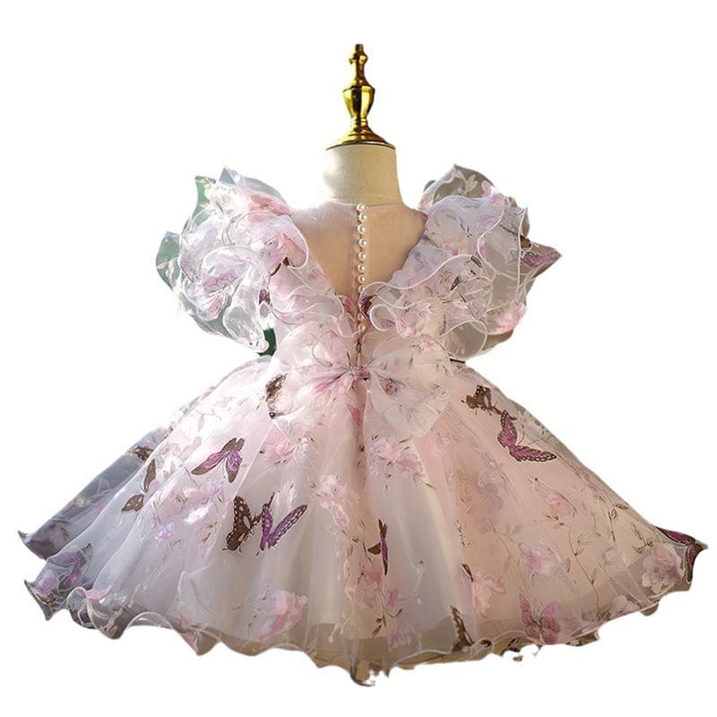 Girls' Dress Little Girl Flower Fairy Fluffy First Birthday Princess Dress Children's Host Piano Performance Costume Spring