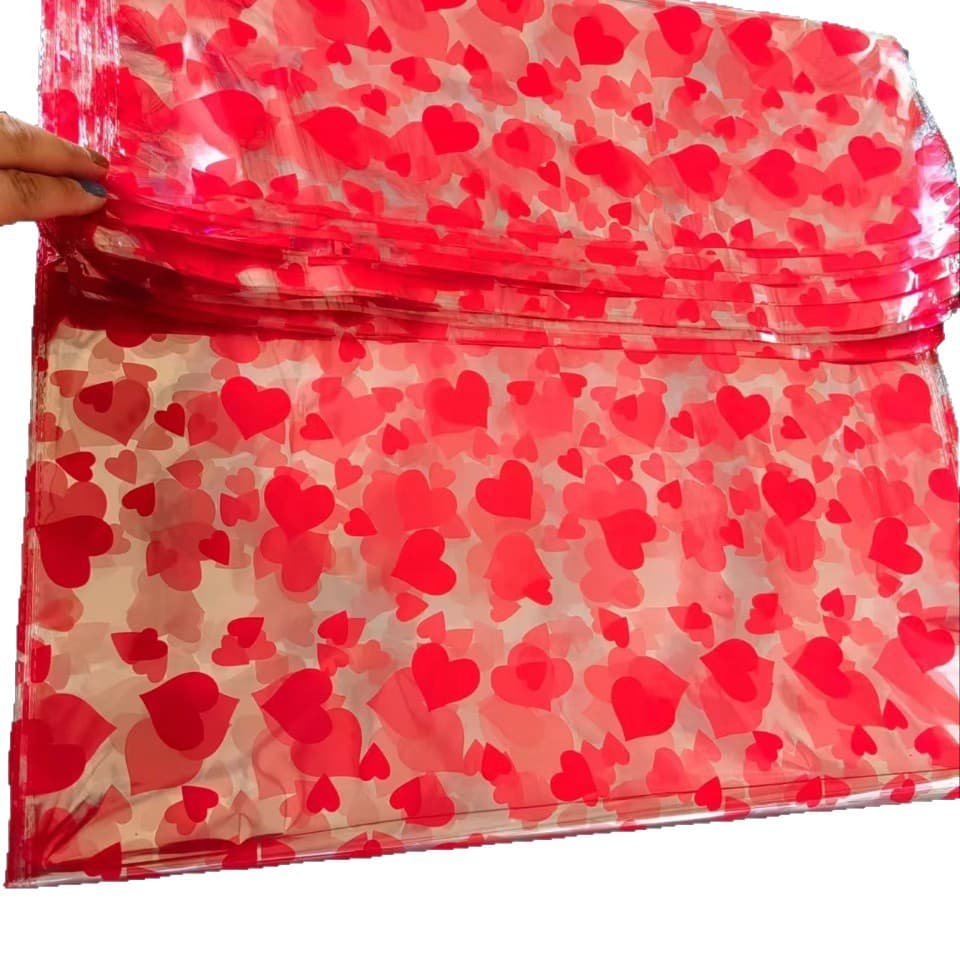 100 Gold Bar Heart Red Bags OPP Material Film Plastic Gift Bags