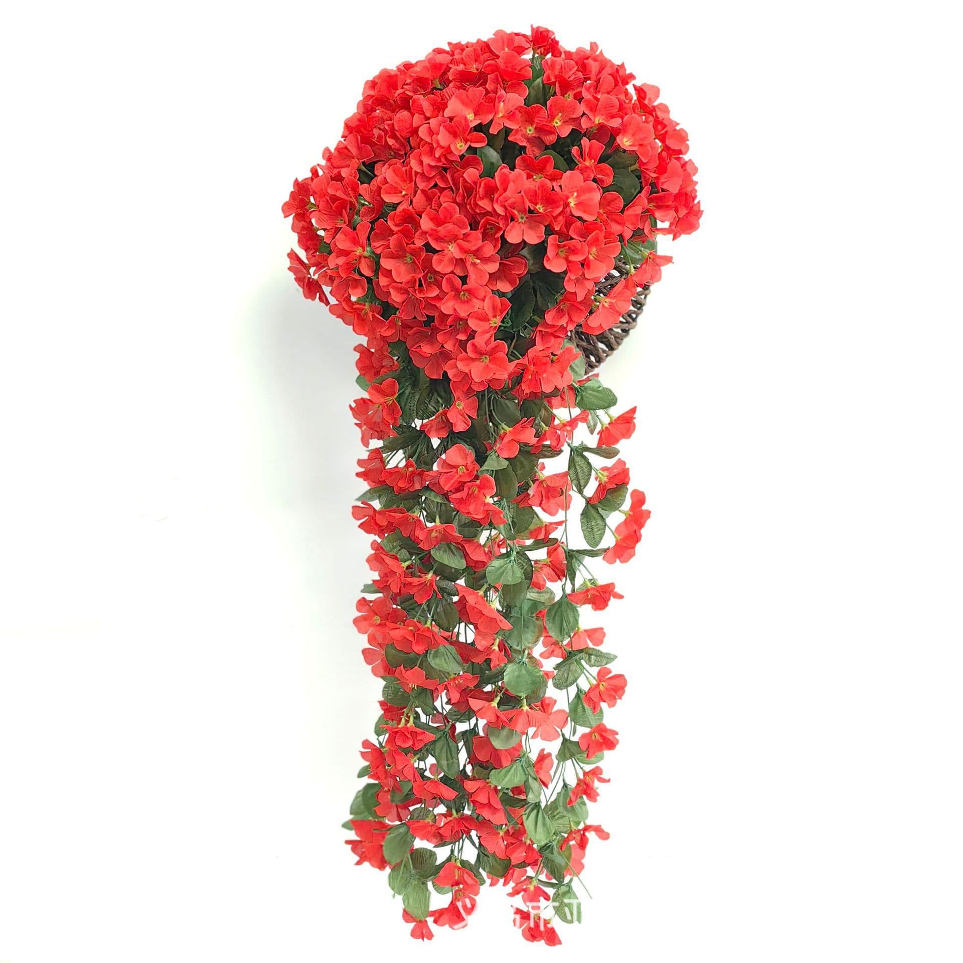 Artificial Violet Hanging Orchid Large Hydrangea Fake Flowers Plastic Silk Flower Vine Rattan Balcony Wedding Decoration