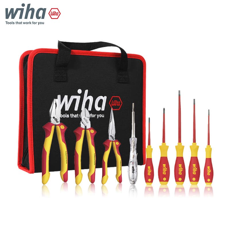 German Wiha Electrician Tool Set Imported Insulated Needle Nose Wire Cutter Pliers Combination 90012C
