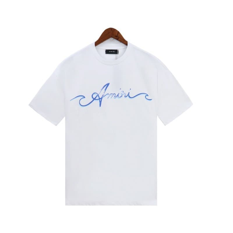 Real shot of AMIRI, a cross-border trendy brand, unisex loose-fitting casual short-sleeved T-shirt with digital print.