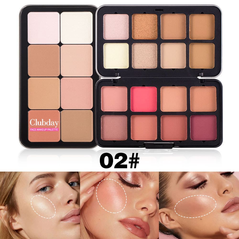 Cross-Border 16-Color Contouring and Highlighting Blush Palette, Multi-Color Combination, Pearlescent and Matte, Natural Brightening, Three-Dimensional Makeup Wholesale