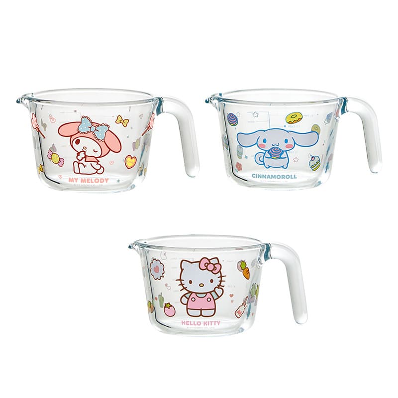 Sanrio Glass Measuring Cup Scale Cup with Handle Heat-Resistant Kitchen Egg Beater Cup Milliliter Measuring Water Cup M