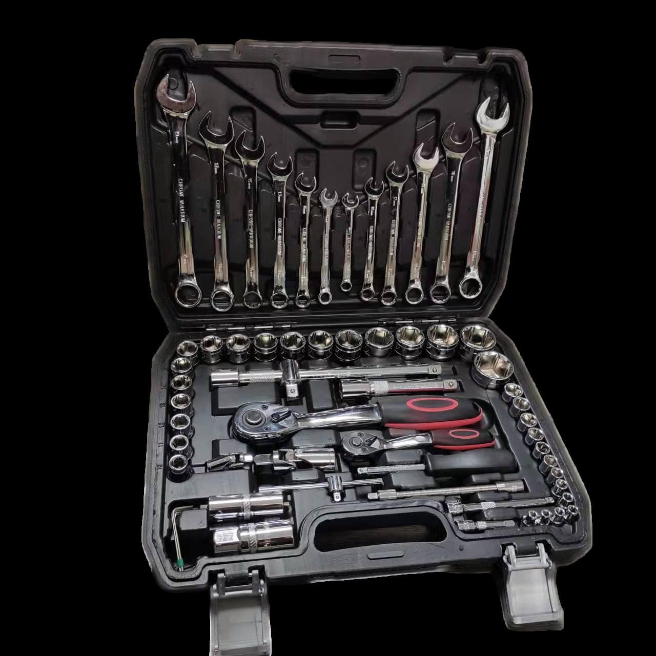 Automotive repair socket tool kit, 61-piece socket set, automotive repair tool kit, socket wrench set