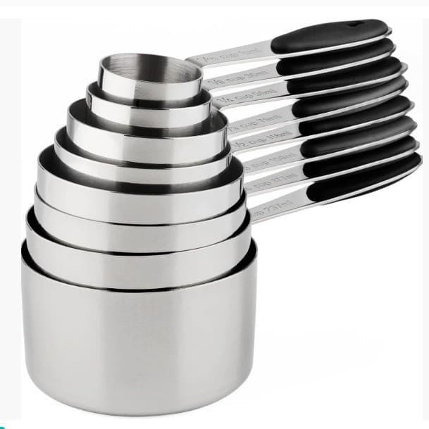 Stainless Steel Measuring Cup and Spoon Set with Engraved Markings, High Temperature Resistant Baking Measuring Spoon, Silicone Coffee Scoop Baking Tools for Cross-Border Ecommerce