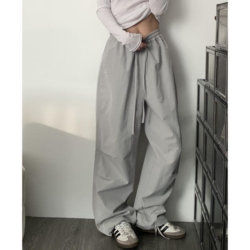 Vintage Cargo Pants for Women Spring Autumn New High Waist Loose Wide Leg Casual Paratrooper Straight Pants Silver Gray American Style