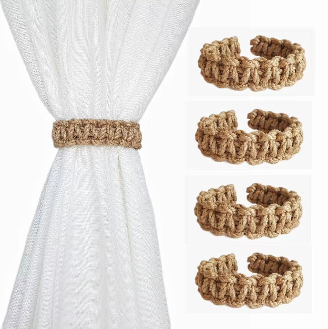 Woven Curtain Tieback Jute Handmade Curtain Tieback Rope Curtain Tieback Wedding Home Decoration Binding Curtain Buckle