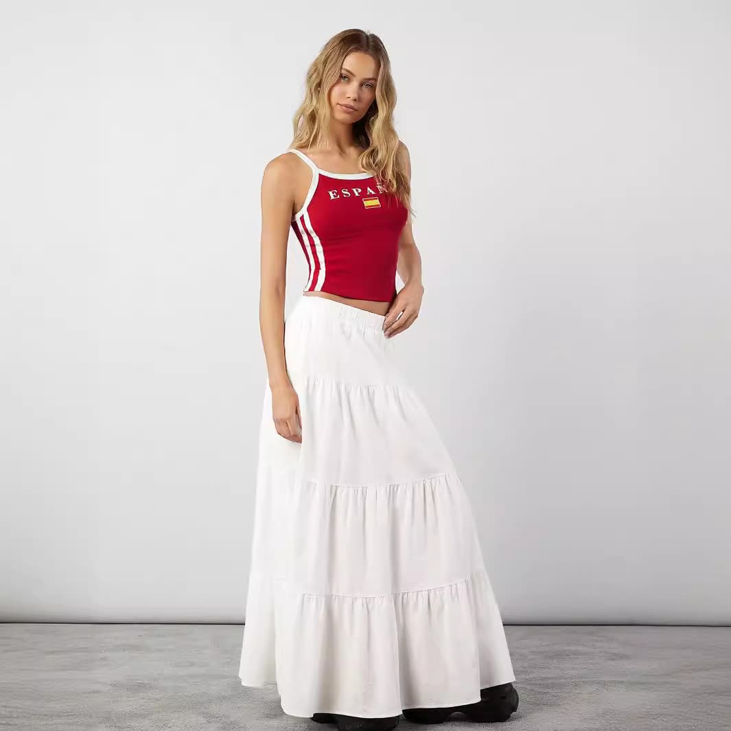 European American Y2K Letter Print Cropped Tank Top Summer Sexy Vest