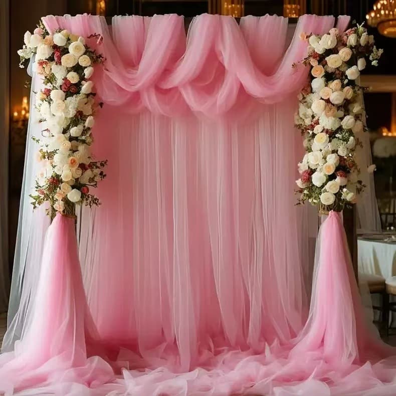 Cross-border Drop Shipping One Roll of Extra Large Size Tulle Fabric for Festival Wedding Decoration Sheer Gauze Party Background Curtain