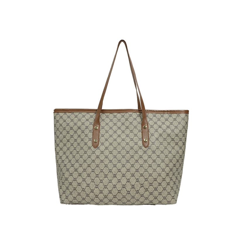European and American Fashion Tote Bag for Women 2024 Trendy Large Capacity Shoulder Bag Textured Print Handbag Commuter Bag