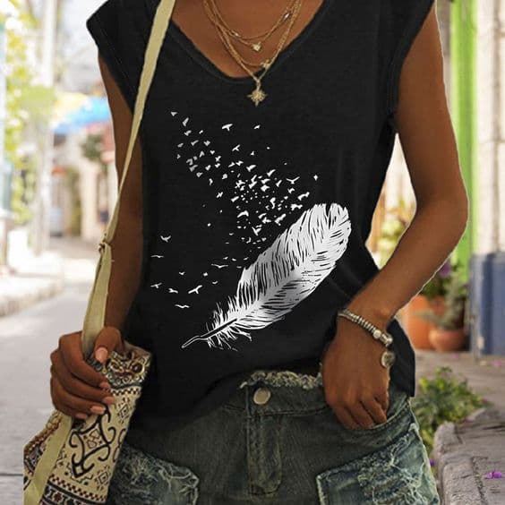 Foreign Trade Cross-Border 2025 Summer New European and American Clothing 3D Digital Printing Pullover Loose V Neck Women's Short-Sleeved T-Shirt