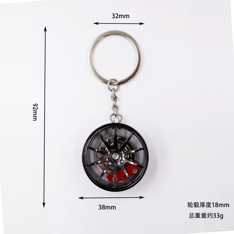 Metal brake rim rotating integrated gun black key pendant holiday gift Mercedes wheel rim caliper key ring