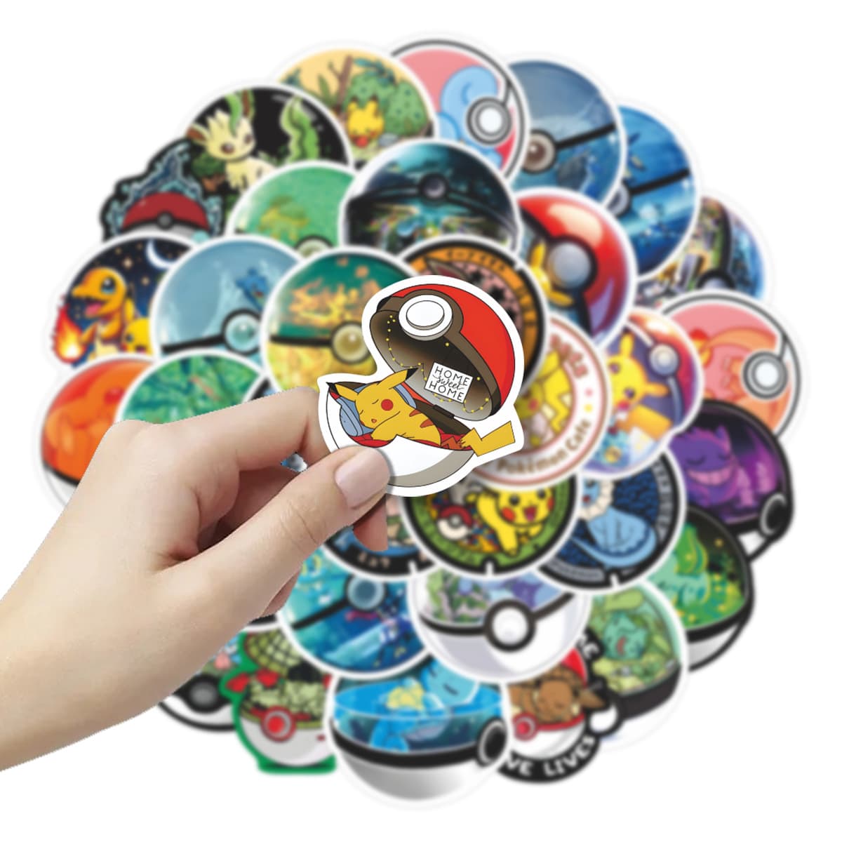 68 Pokémon Poké Ball Stickers Creative Animation Cartoon Children's Toy Water Cup Decoration Stickers