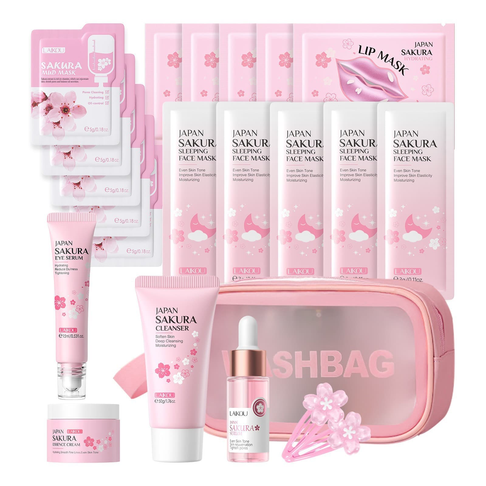 Full English Version Laikou Sakura Series Skincare Set Combination Facial Care Complete Hydration Set in Stock