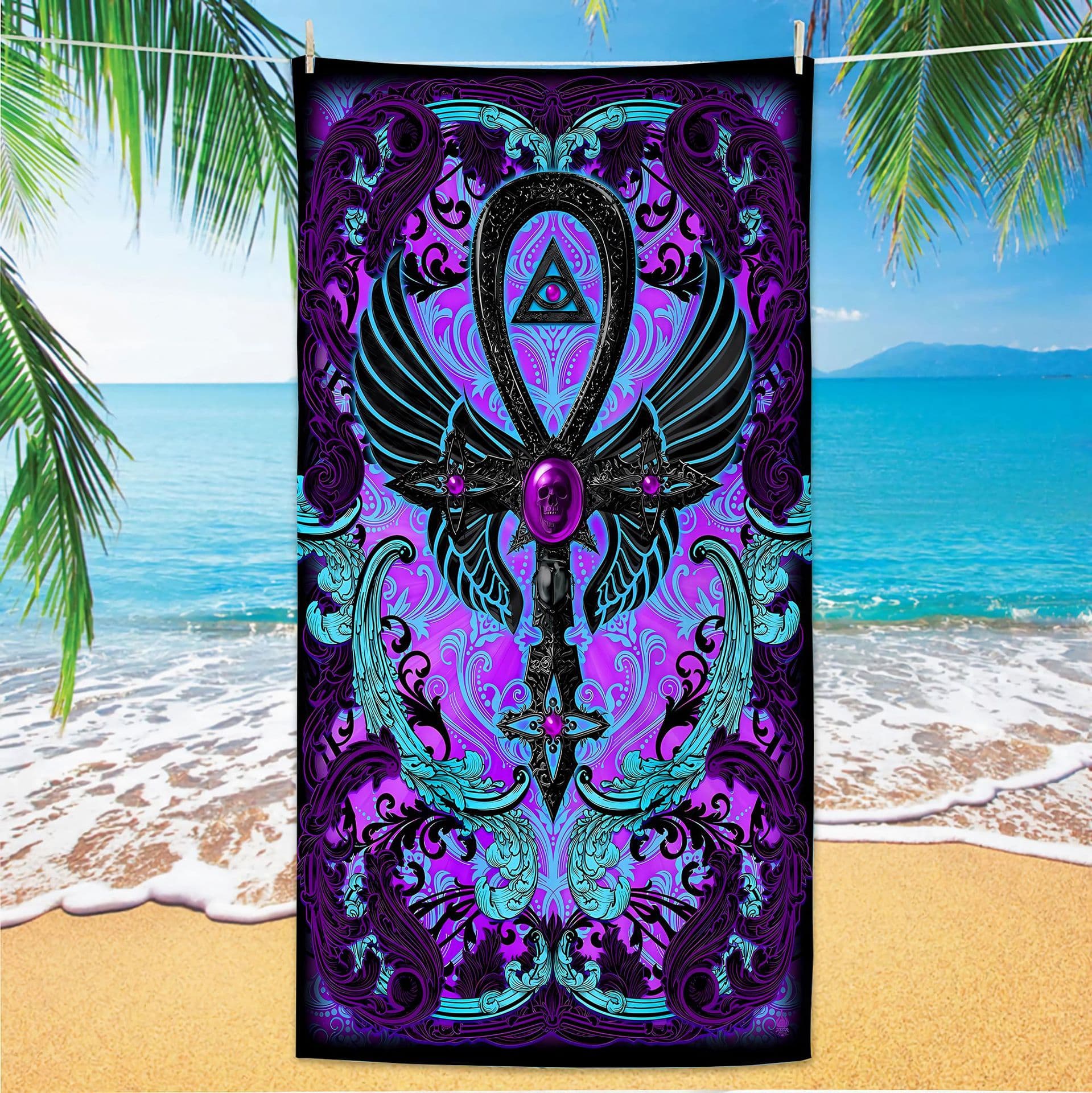 Foreign Trade Amazon Alien New Cross-Border Black Rose Beach Towel Digital Printed Butterfly Beach Towel Cloth
