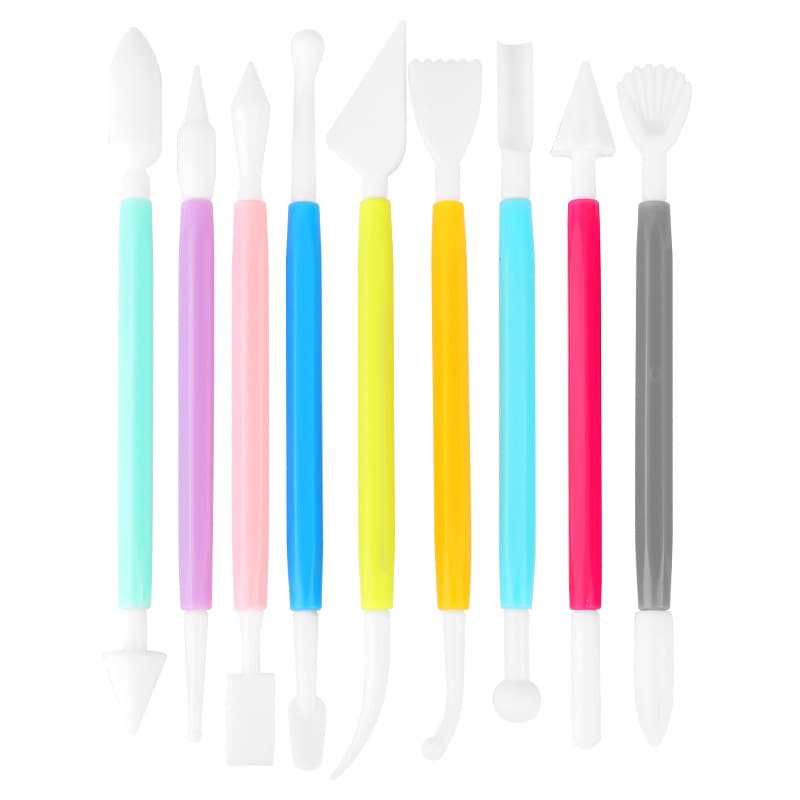 Clay/Polymer Clay Children's DIY Embossing Tools Baking and Carving Set, 9-Piece Pottery Carving Knife Set, Plastic Clay Sculpture Knife