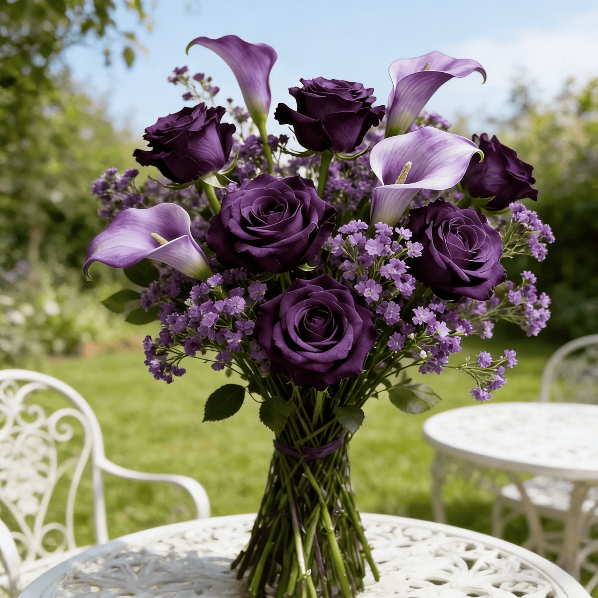 Cross-Border Hot Selling Artificial Flowers Calla Lily Baby's Breath Rose Mix - Wedding Hand Feel Moist Bouquet Wholesale