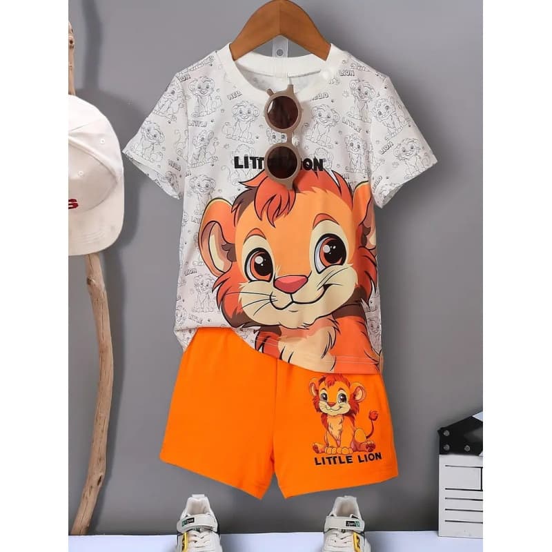 Casual Short-Sleeved T-Shirt Top and Shorts Two-Piece Set Summer New Style Boys' Fake Two-Piece Printed Set Ra01+Rd02