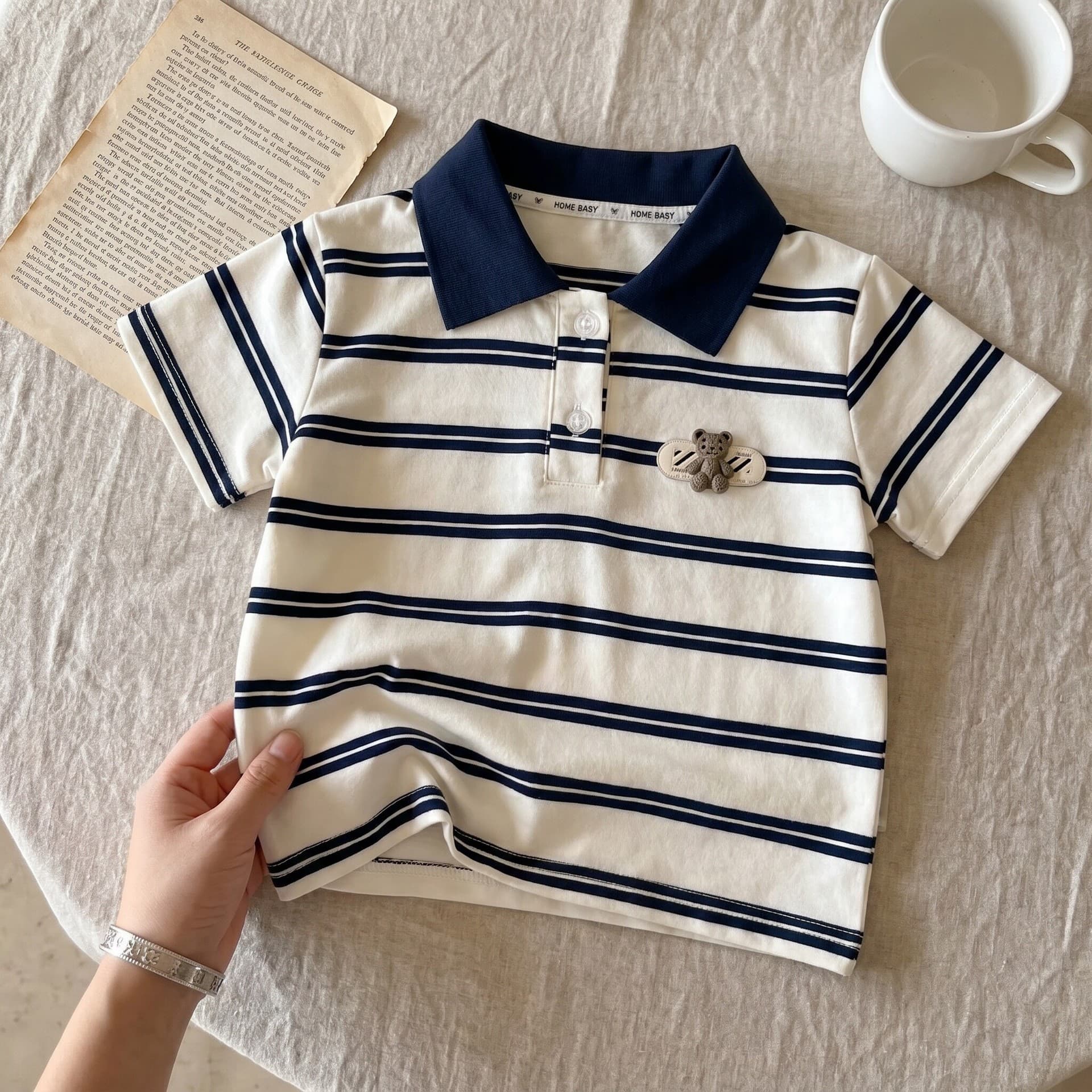 Boy Short Sleeve T-Shirt Striped Polo Shirt 2026 New Summer Children Thin Handsome Baby Breathable Top