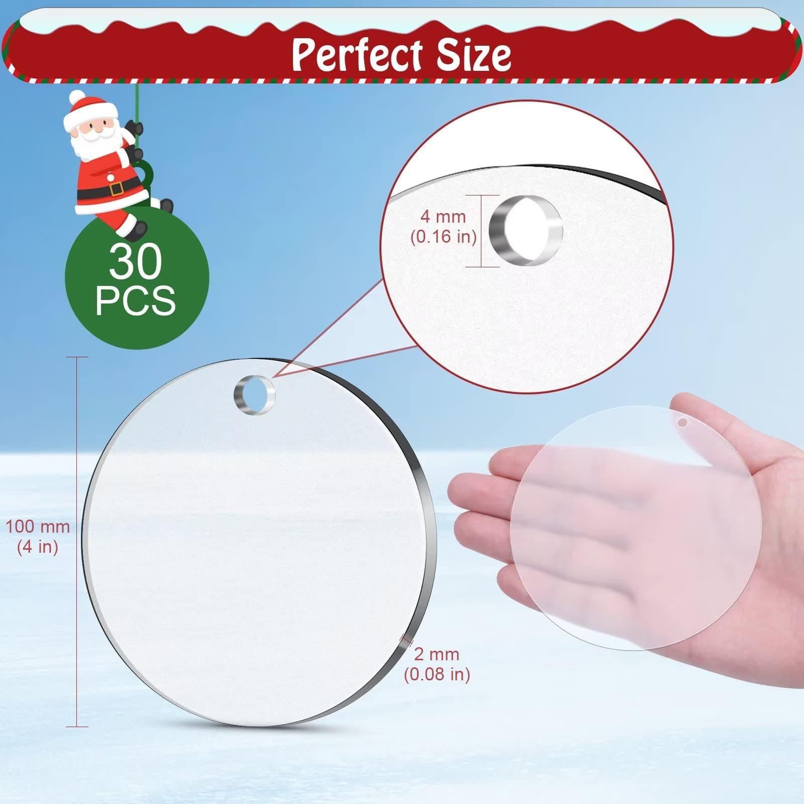 Transparent round blank acrylic keychains, Christmas decorations, acrylic paintings, DIY crafts