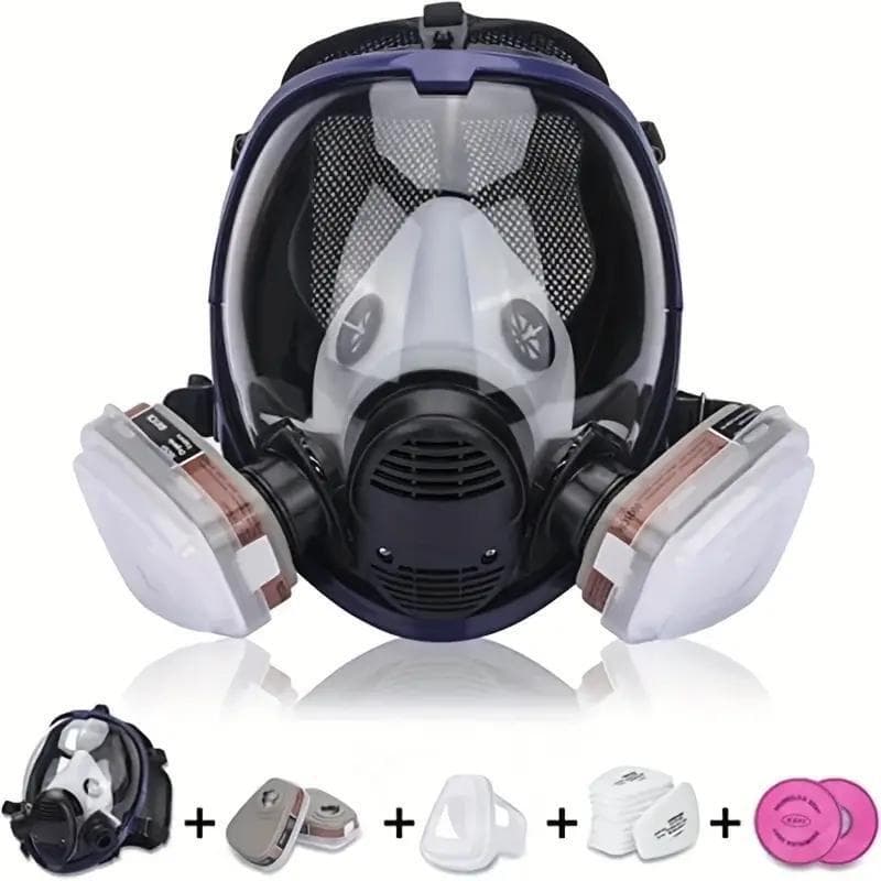 Full Face Gas Mask for Painting, Chemical, Pesticide, and Dust Protection - Spherical Large Field of View Fire Safety Full Face Mask