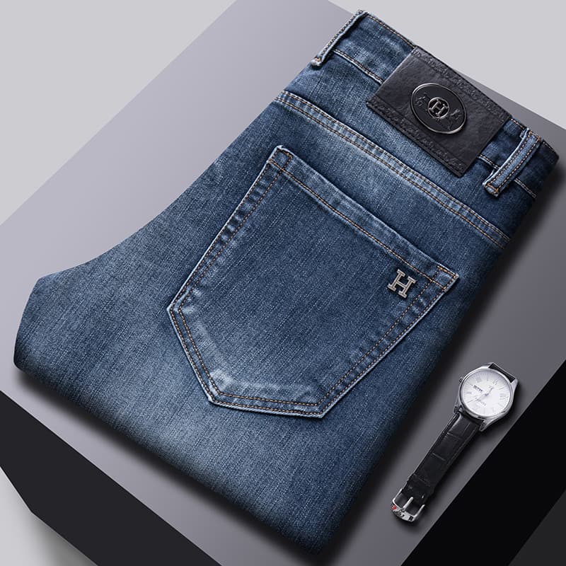 Men's brand-name jeans, stretch straight leg, blue, original export, 2025 new style, all tags complete.