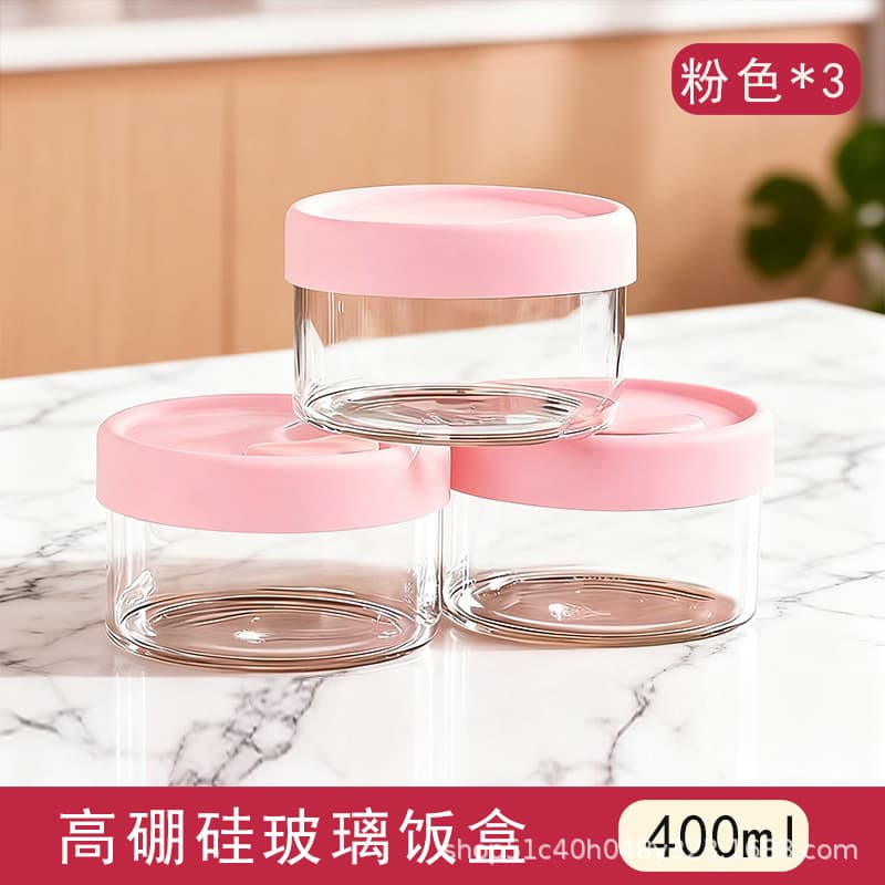 Borosilicate Glass Lunch Box Microwave-Safe with Lid Soup Bowl Meal Prep Container for Office Workers