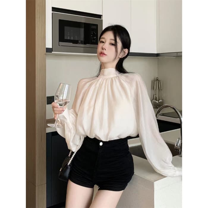 Bow Long Sleeve French Blouse Shirt Top Chic Tie New Spring Autumn Women's Designer Sense Niche