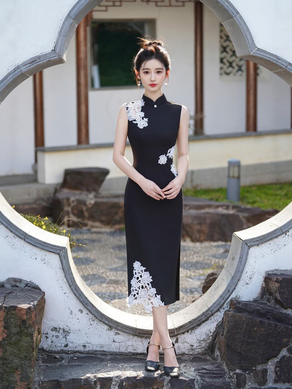 Baoji Black Retro New Chinese Style Sleeveless Cheongsam for Women, 2026 Summer New Style, Elegant and Modernized for Young People