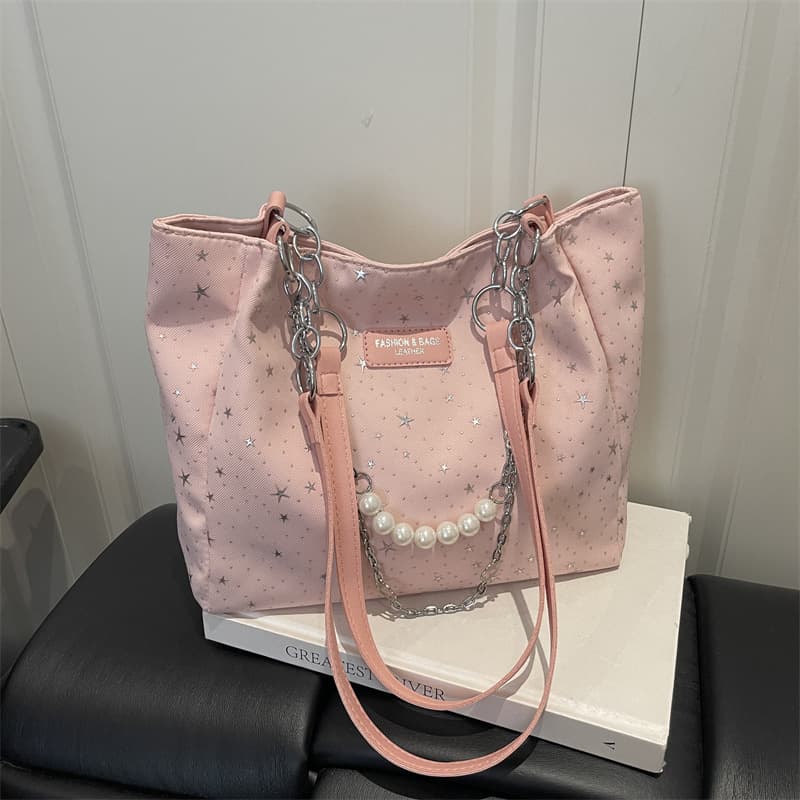 Star Large Capacity Tote Bag for Women, Shoulder Bag for School and Commute, Fashionable and Versatile Underarm Bag