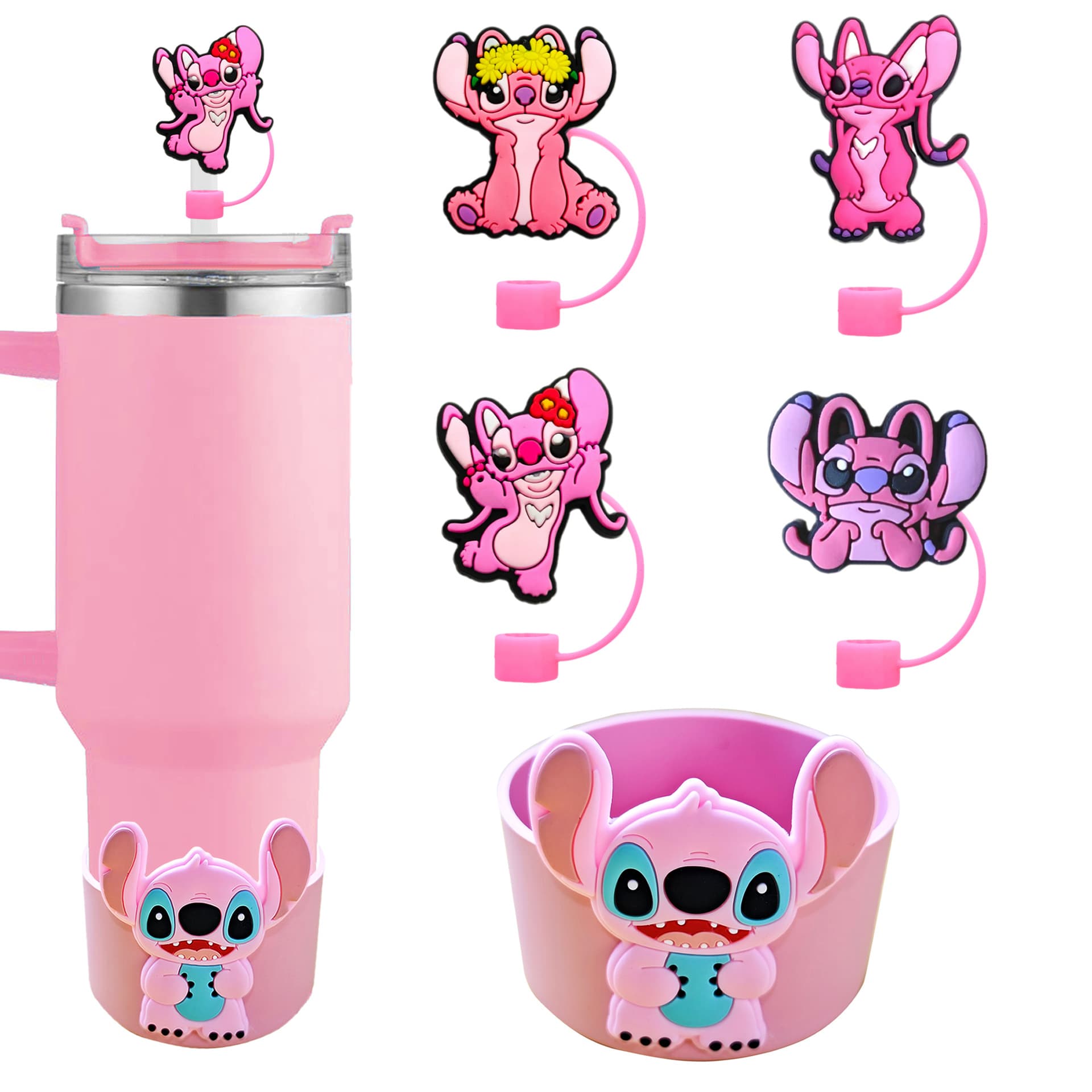 Stitch Silicone Straw Cap 10MM Dust Plug Decorative Cup Sleeve Cup Boot Stitch Glasses Style