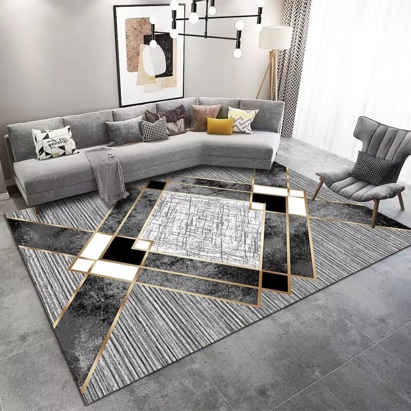 Living room rug, stain-resistant, easy to clean, large-area full-coverage floor mat, bedroom bedside rug, new Chinese style crystal velvet rug