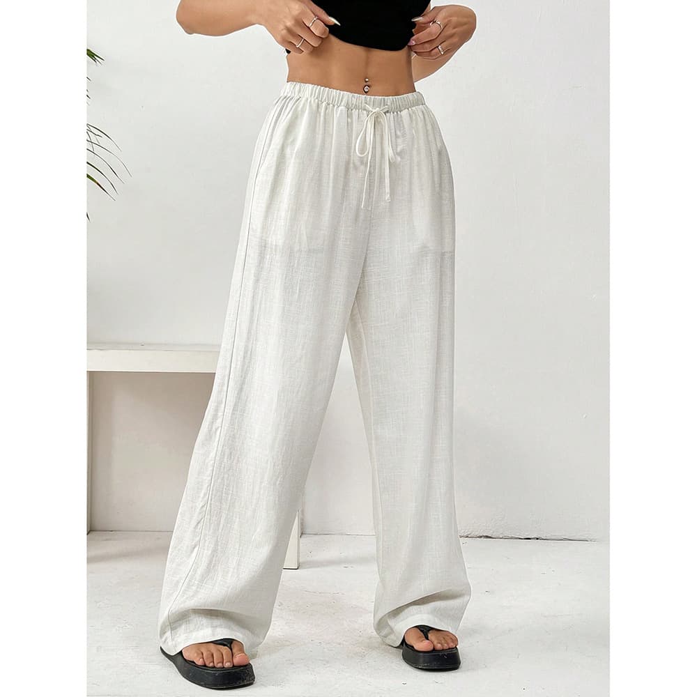 European and American Amazon Export Retro Casual Pants for Women Summer New Loose Straight Wide Leg Flowy Versatile Long Pants