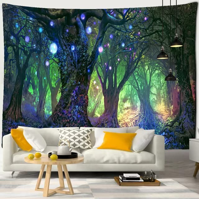 Cross-Border Exclusive Supply of One-Piece Drop-Shipping Wall Tapestry with Rainforest Sunlight and Stream Print, Aesthetic Home Decoration