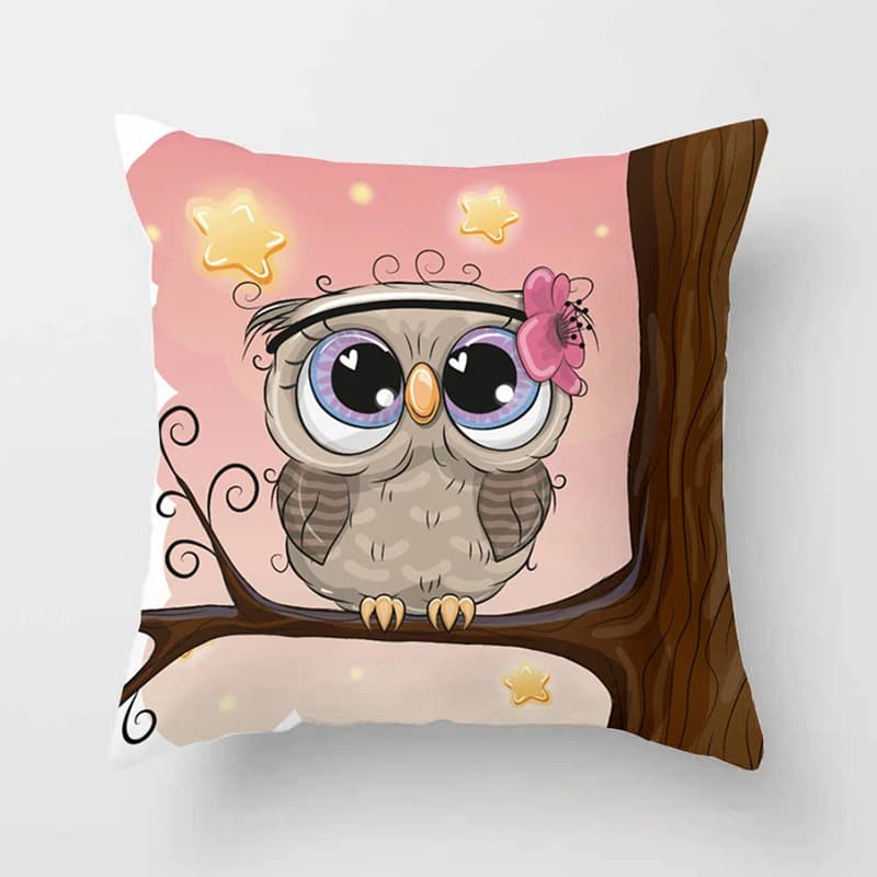Cute cartoon owl pillowcases, cushions, sofa seats, bedroom, car home decorations, printed designs