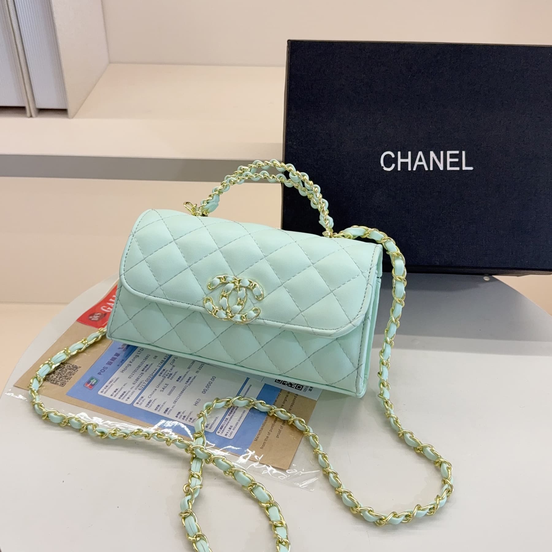 25 Spring/Summer 23p Premium Kelly Top Handle with Leather-Wrapped Chain Handle, Diamond Quilted Shoulder Crossbody Women's Bag WOC Accordion Bag
