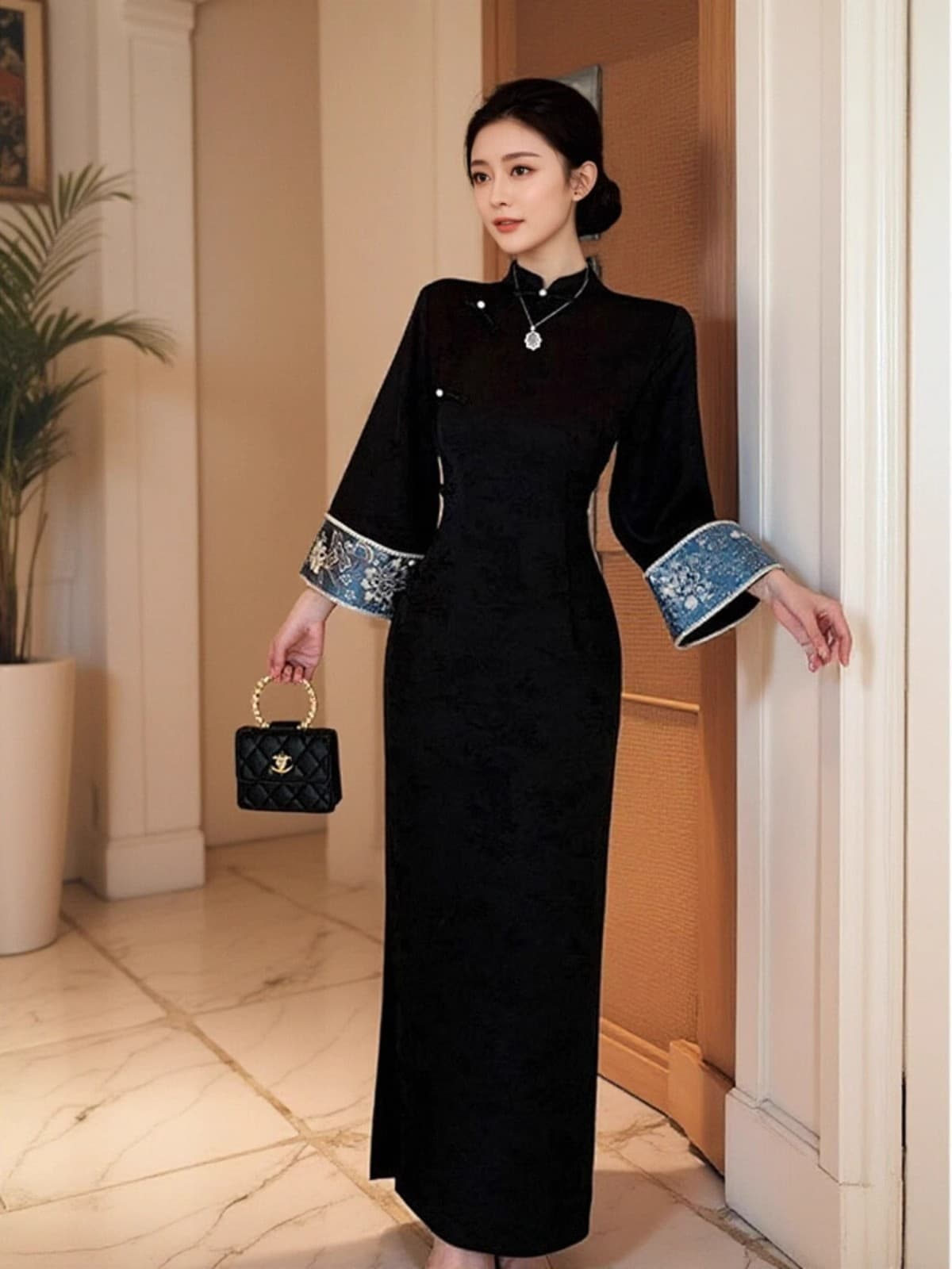 [Mo Dai] New Chinese Style National Style Black Improved Cheongsam High-end Sense Niche dress Young Temperament High-end