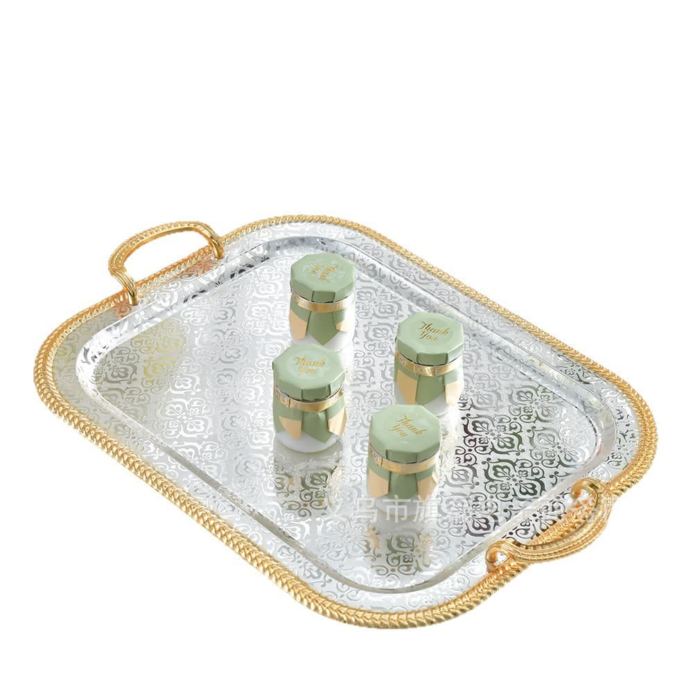 Cross-border Light Luxury Metal Tray Square Fruit Plate Cake Baking Storage Tray Coffee Shop Restaurant Premium Tray