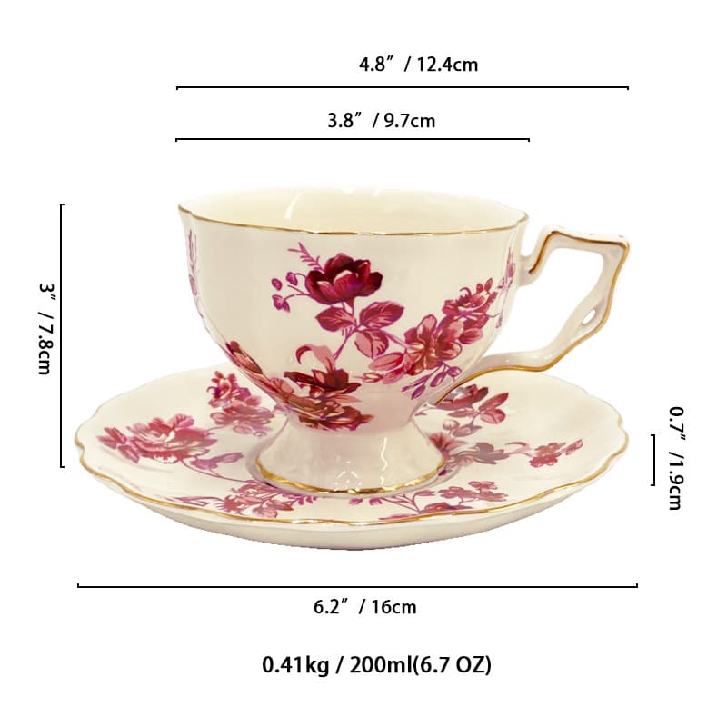 Cross-border European-style Retro Coffee Cup suit Cup Saucer Ceramic British-style Phnom Penh Large Tea Cup French-style Teapot Cup