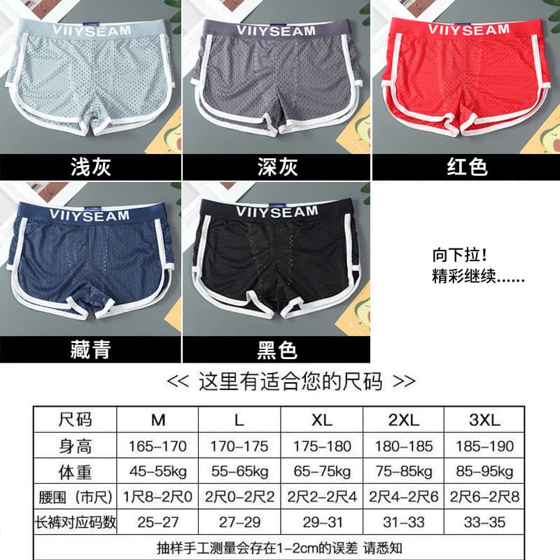 Ice Silk Men's Underwear Summer Breathable Thin Quick-Dry Mesh Boxer Briefs Shorts Drop Shipping