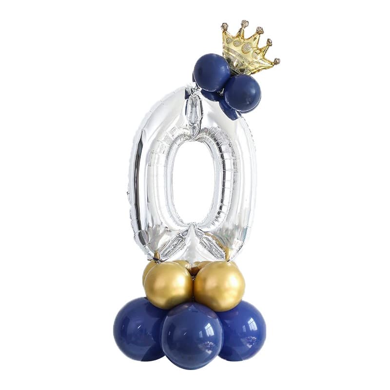 Cross-Border Popular 32inch Digital Column Black Gold Crown Balloon Birthday Decoration Party Guide Aluminum Film Balloon